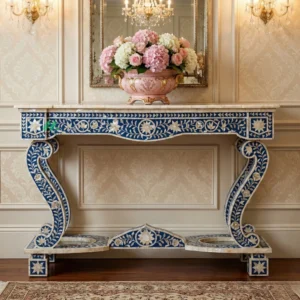 Mother of Pearl Blue Console Table