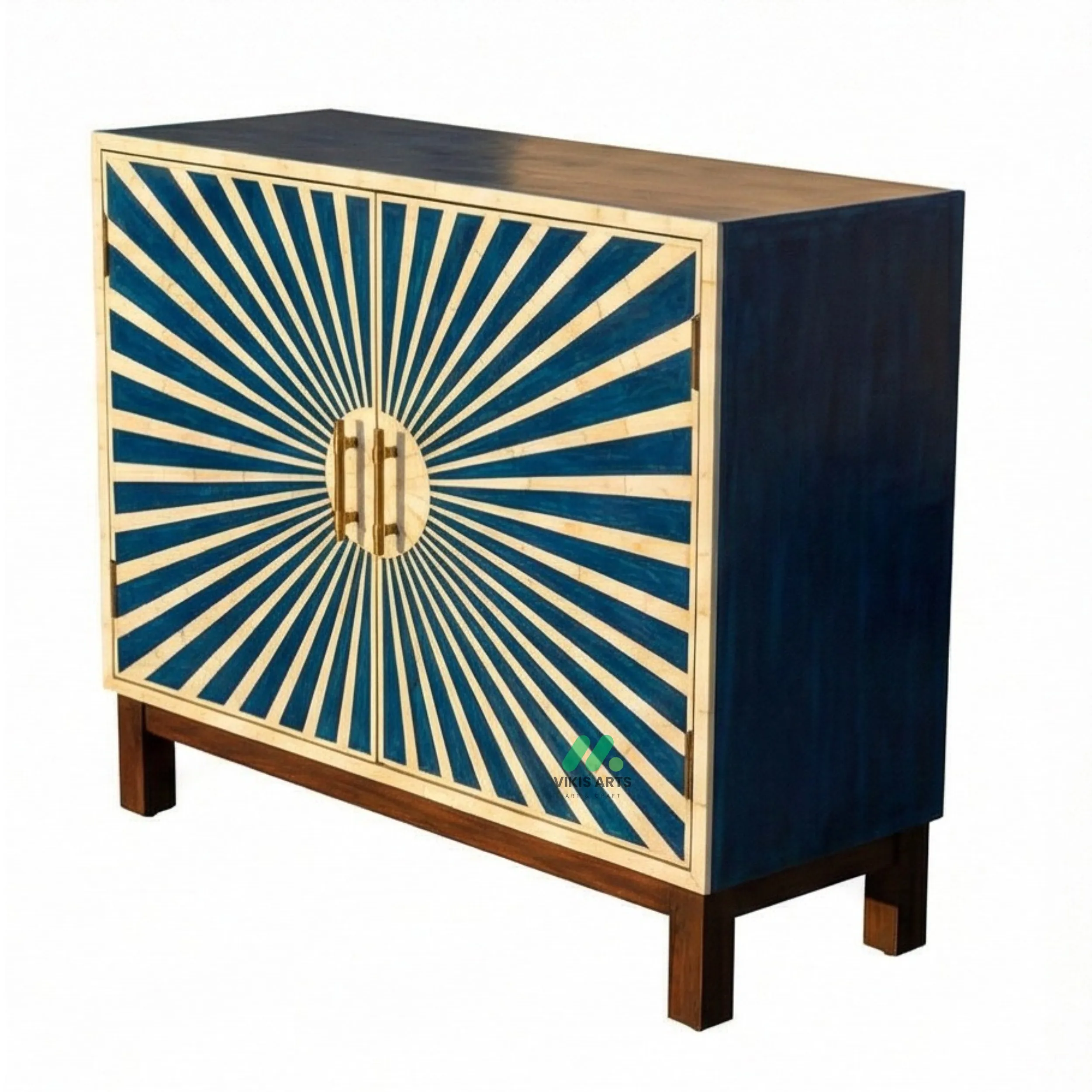 Bone Inlay Blue Cabinet - Image 2