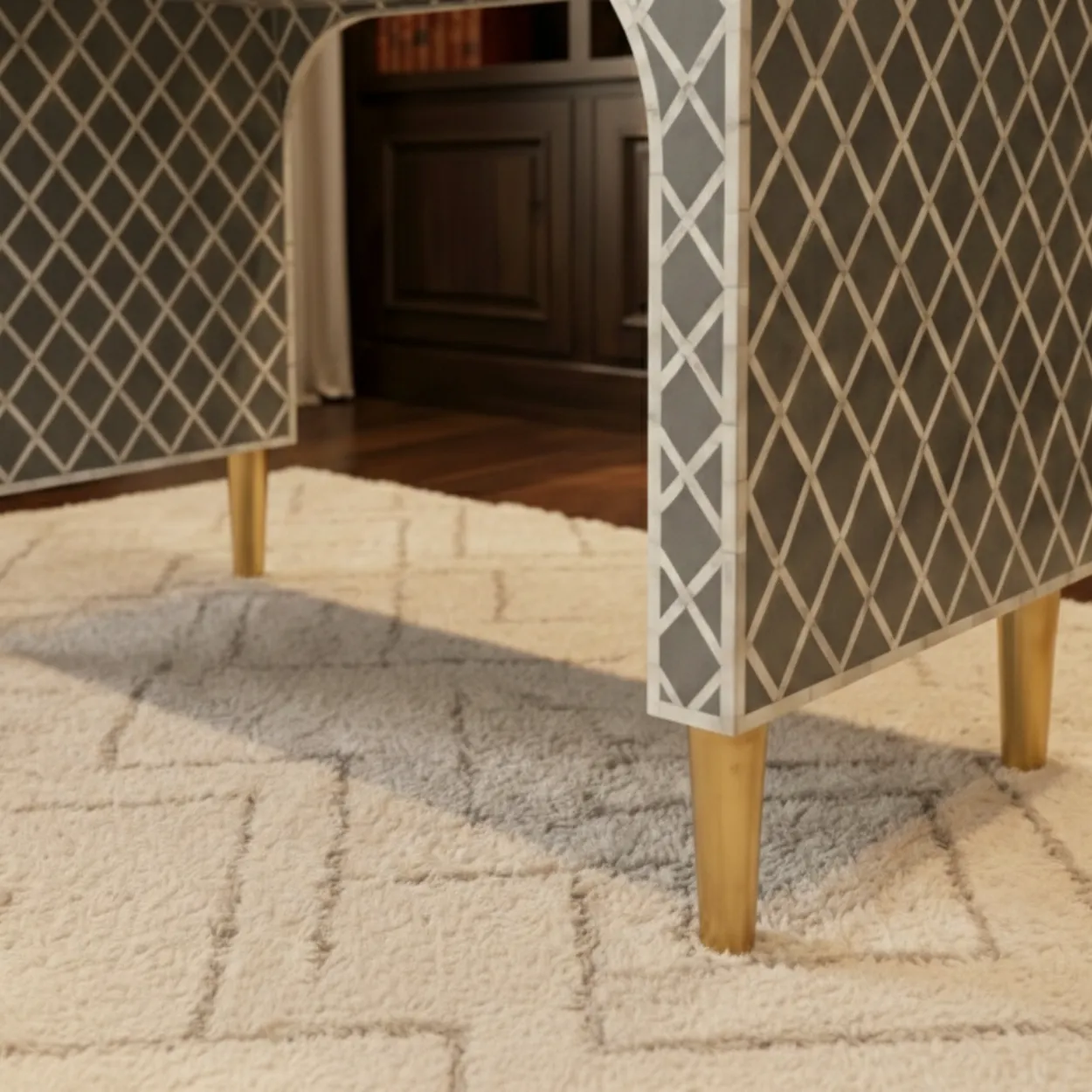 Bone Inlay Grey Console Table - Image 4