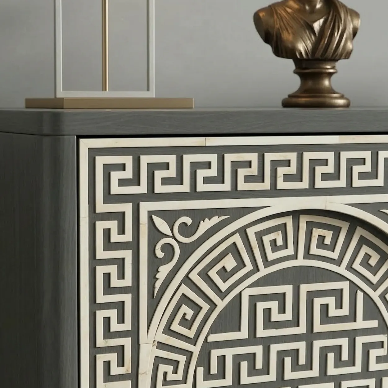 Bone Inlay Grey Cabinet - Image 3