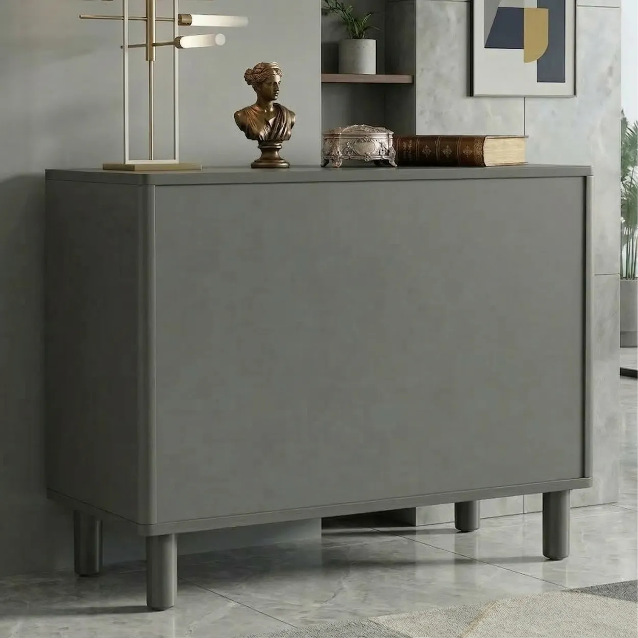 Bone Inlay Grey Cabinet - Image 2