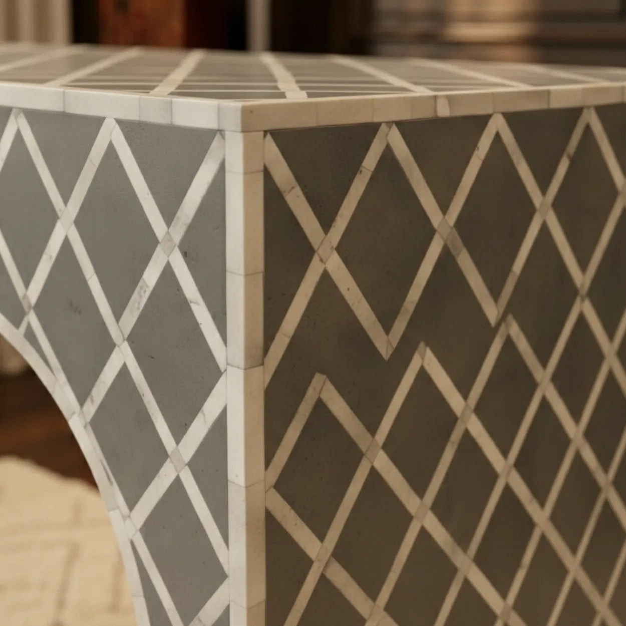 Bone Inlay Grey Console Table - Image 3