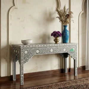 Bone Inlay Grey Console Table