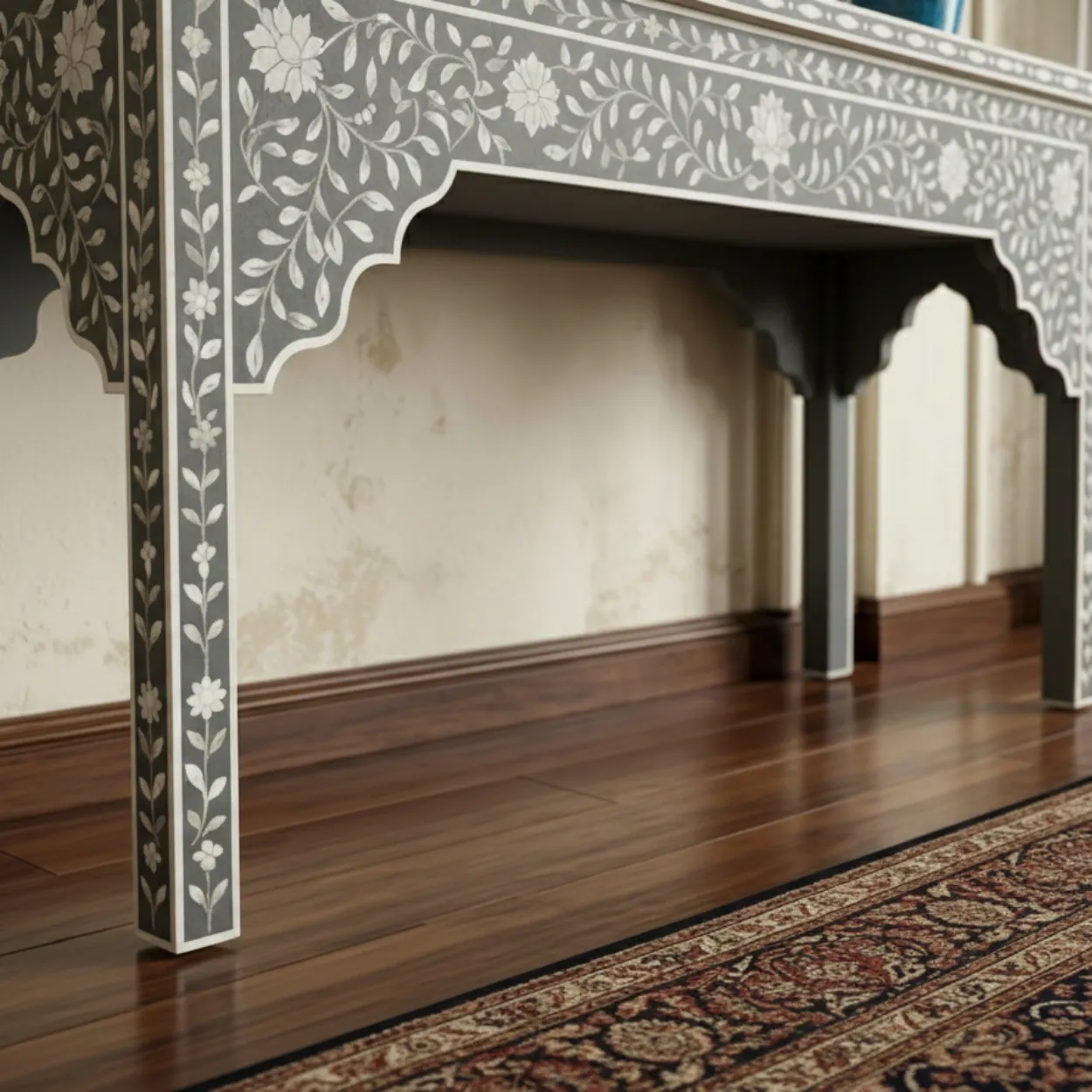 Bone Inlay Grey Console Table - Image 5