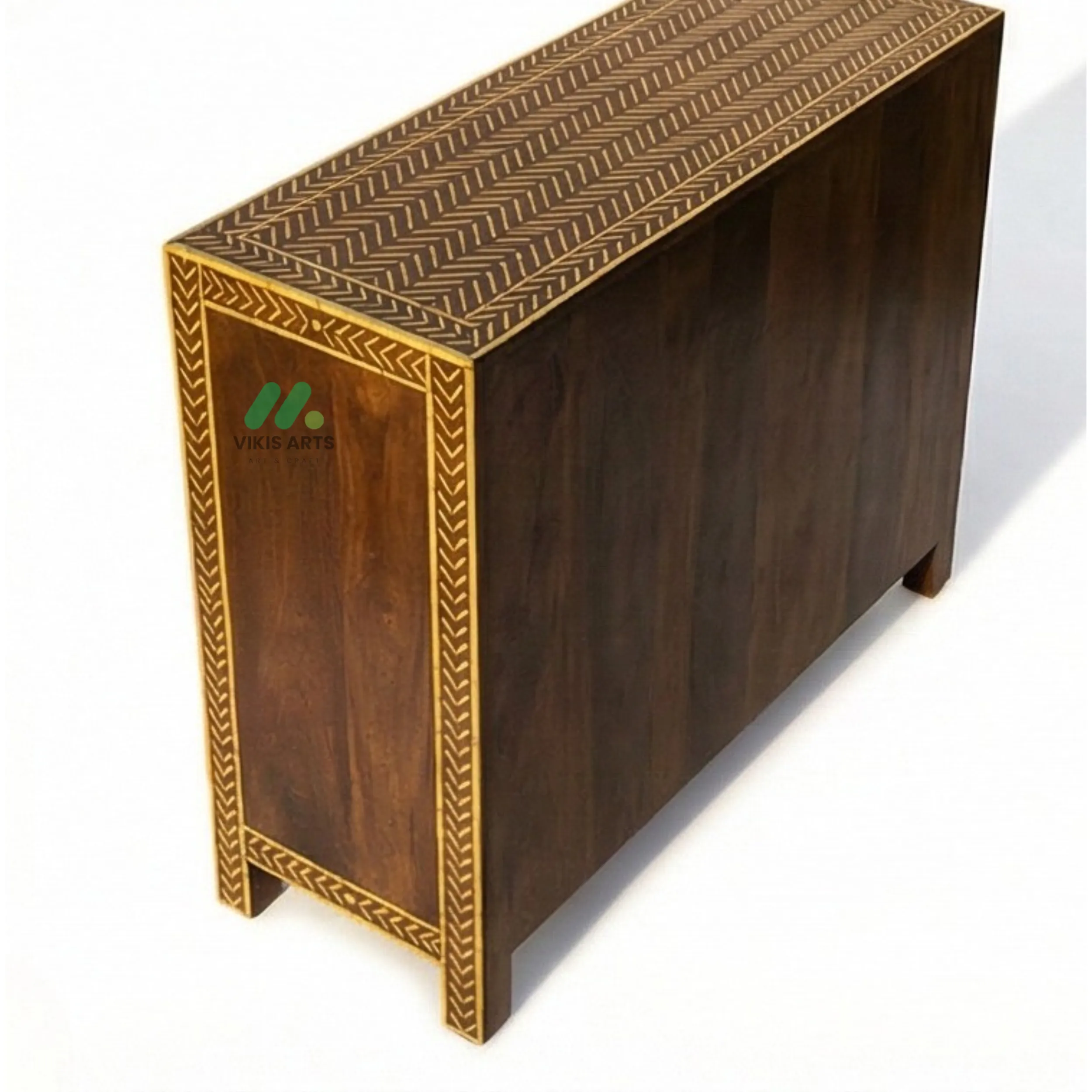 Bone Inlay Brown Cabinet - Image 3