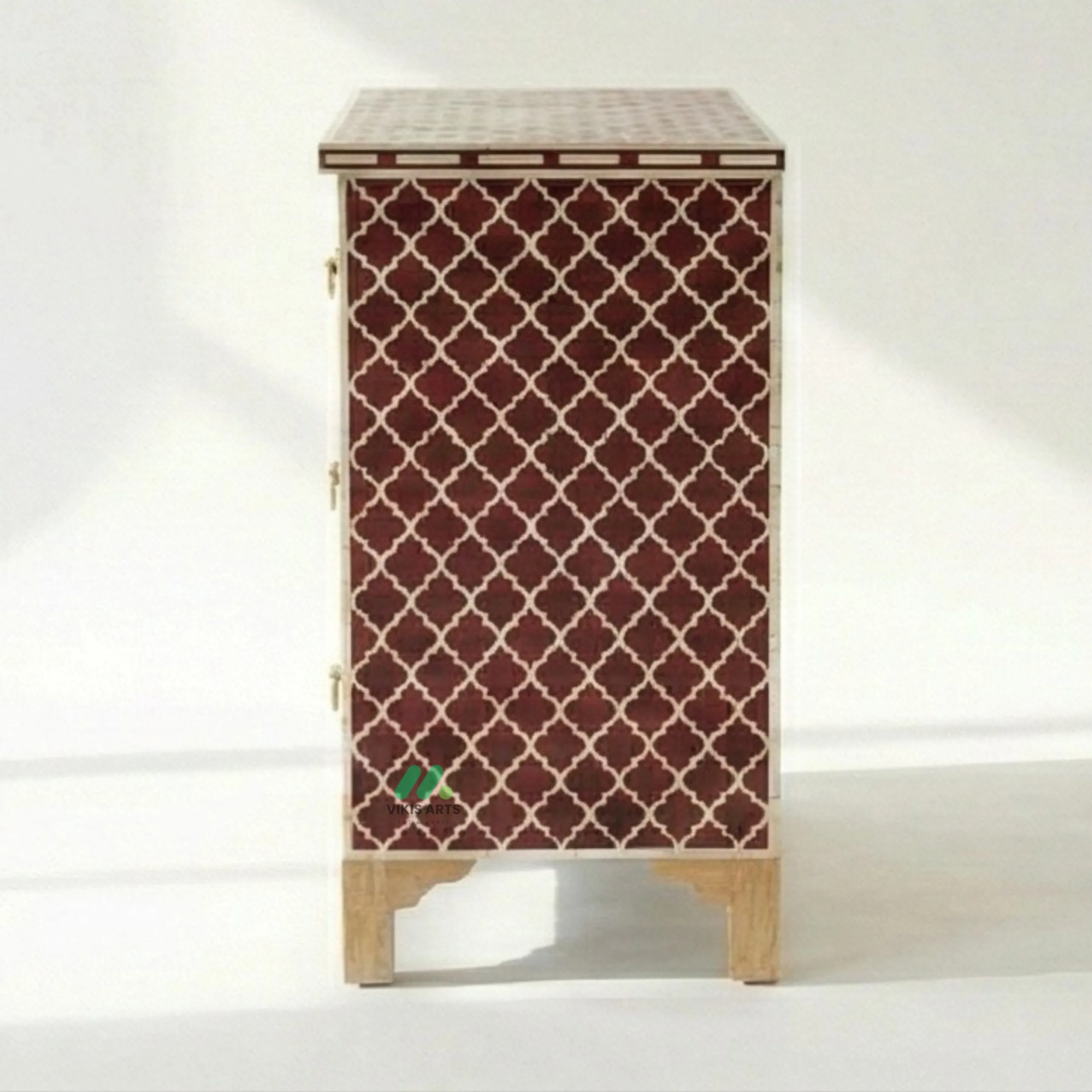 Bone Inlay Red 4 Chest of Drawers - Image 3