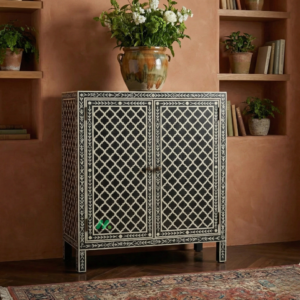 Bone Inlay Black Cabinet