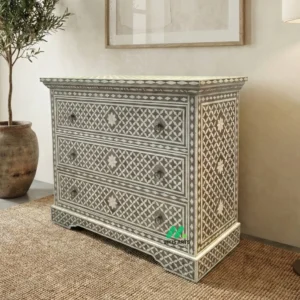 Bone Inlay Grey 3 Chest of Drawers