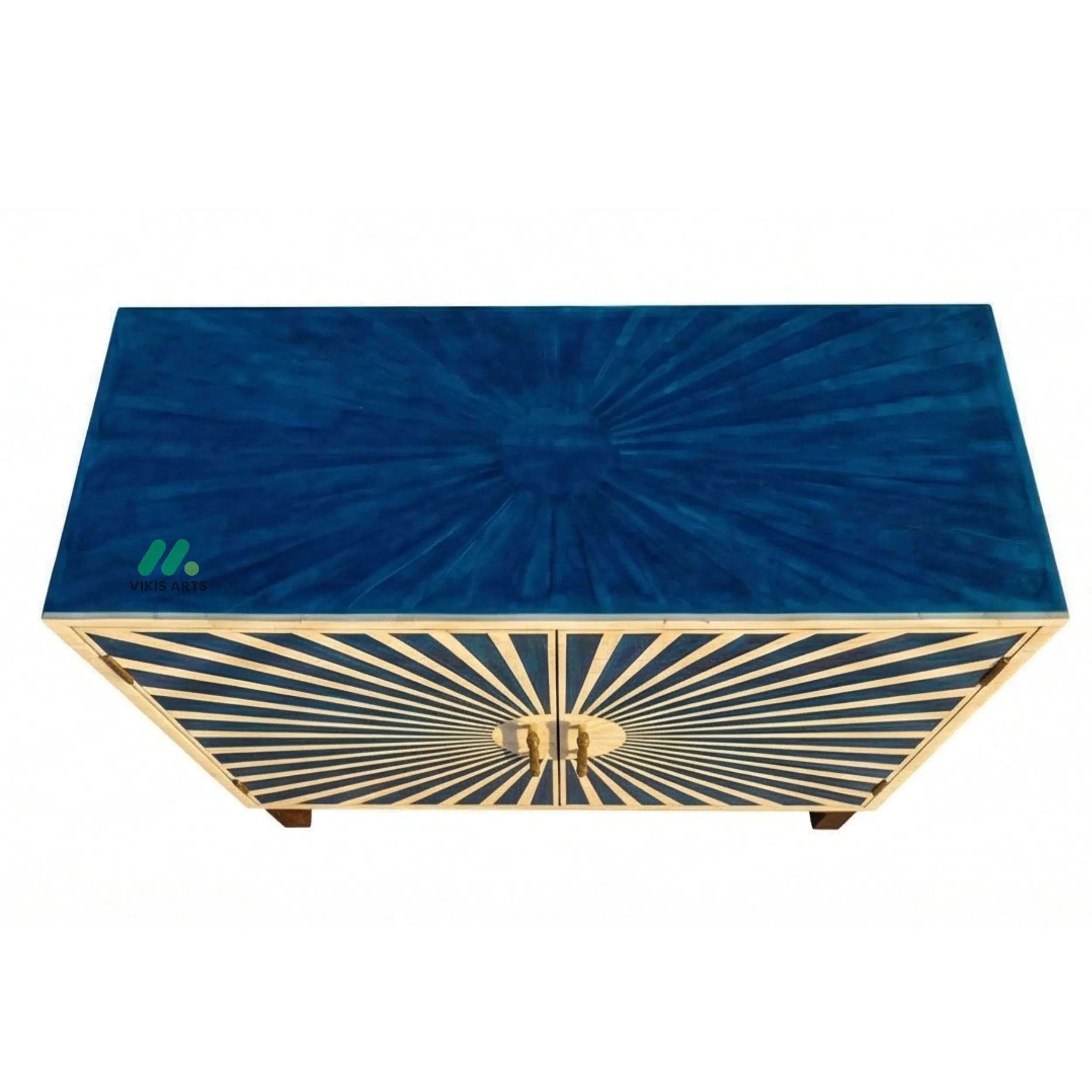Bone Inlay Blue Cabinet - Image 3