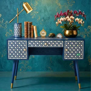 Mother of Pearl Navy Blue Study Table