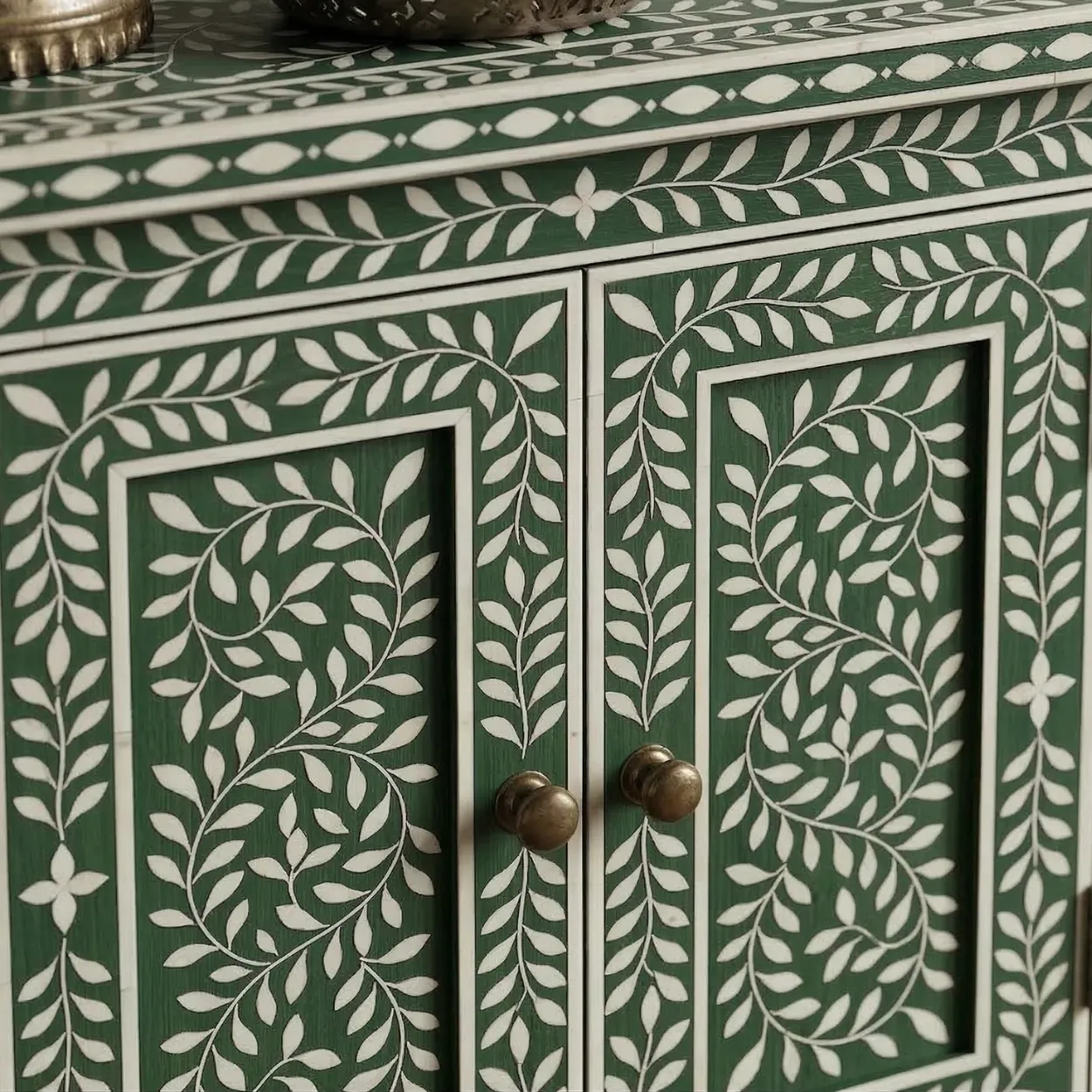 Bone Inlay Green Cabinet - Image 5
