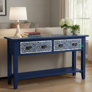 Mother of Pearl Navy Blue Console Table