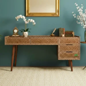 Bone Inlay Wooden Study Table