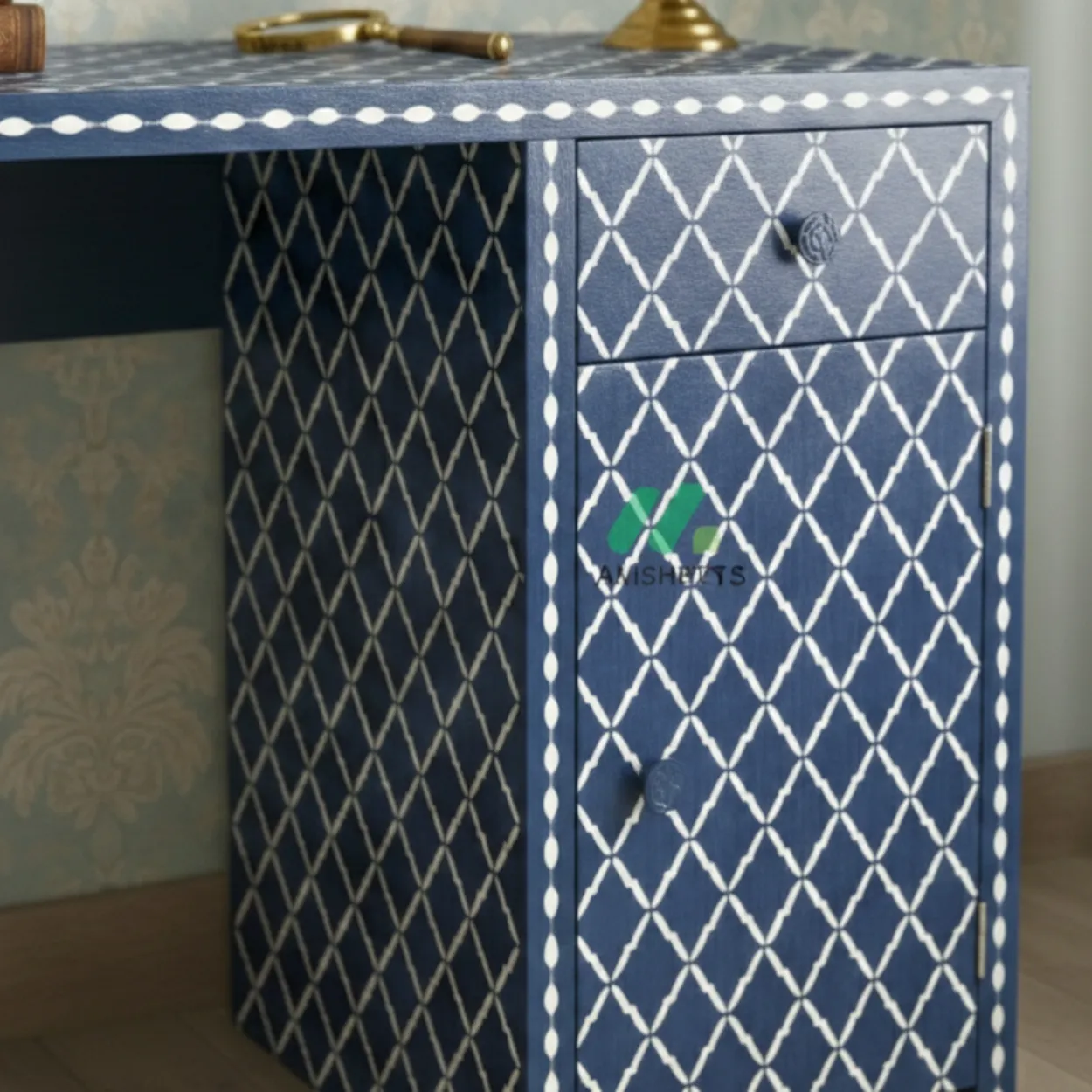 Bone Inlay Blue Desk - Image 5