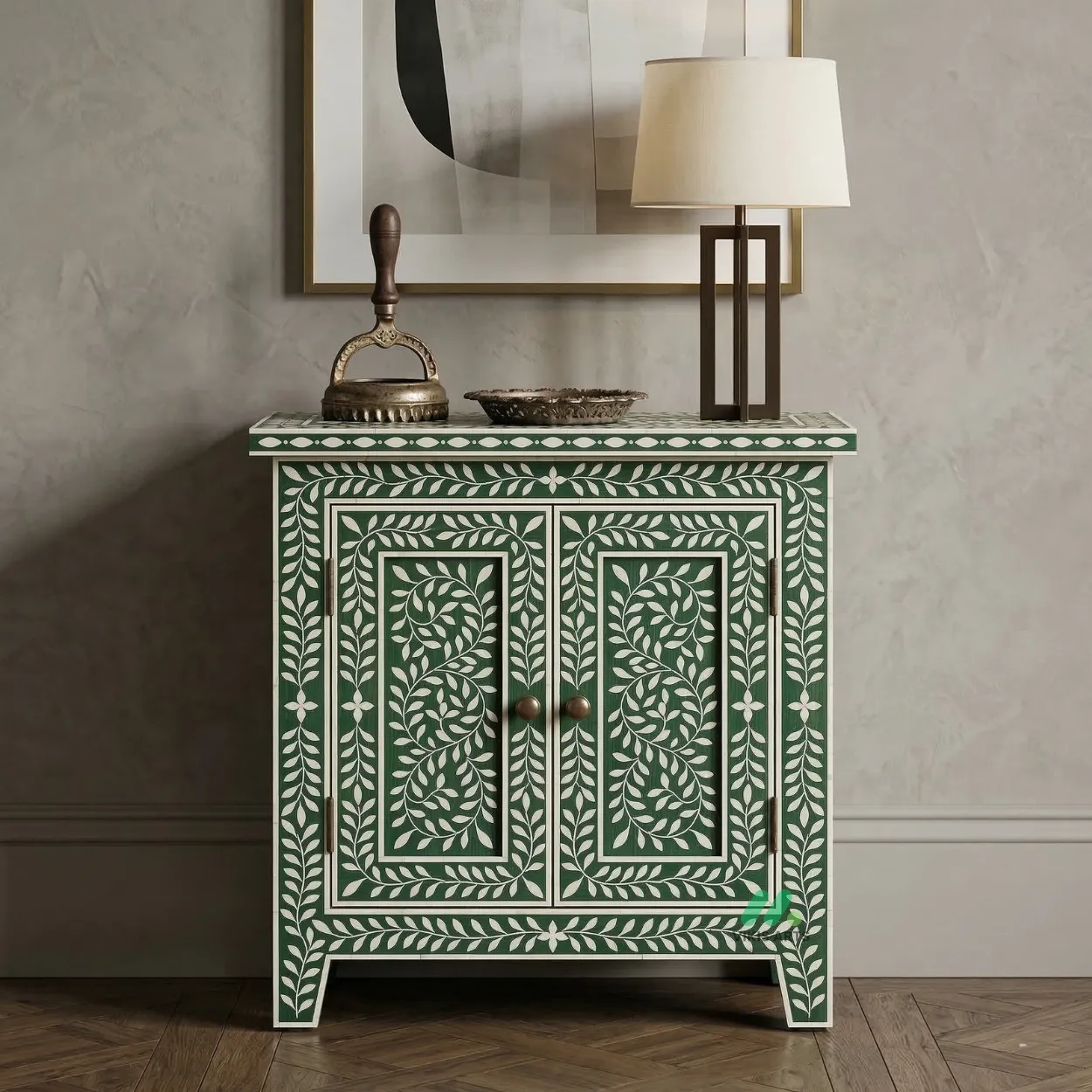 Bone Inlay Green Cabinet