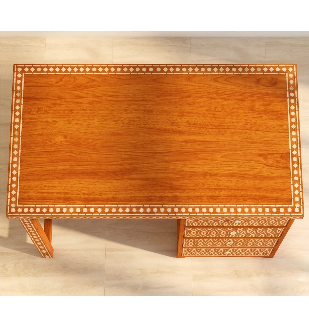 Bone Inlay Orange Desk - Image 4