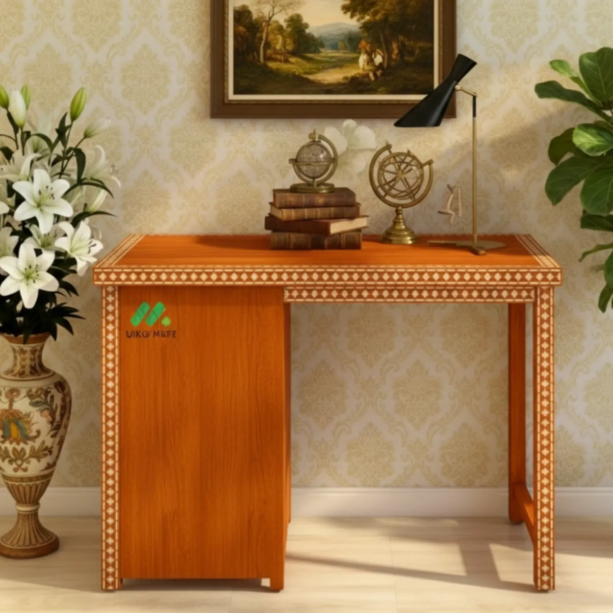 Bone Inlay Orange Desk - Image 3