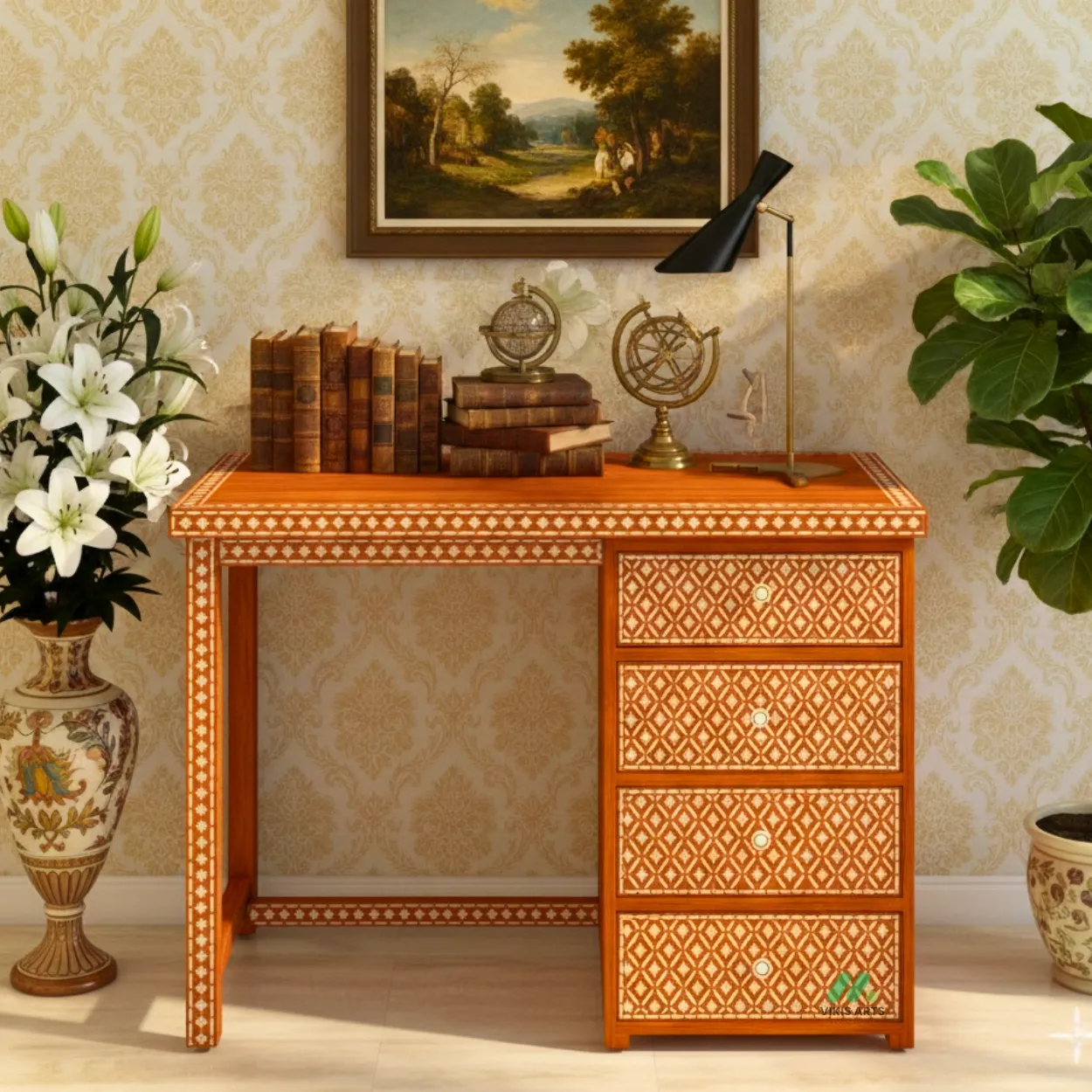 Bone Inlay Orange Desk