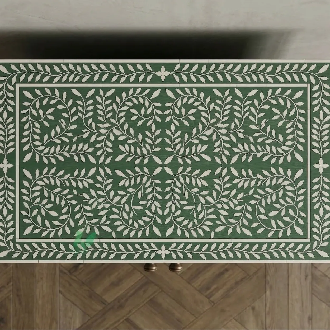 Bone Inlay Green Cabinet - Image 3