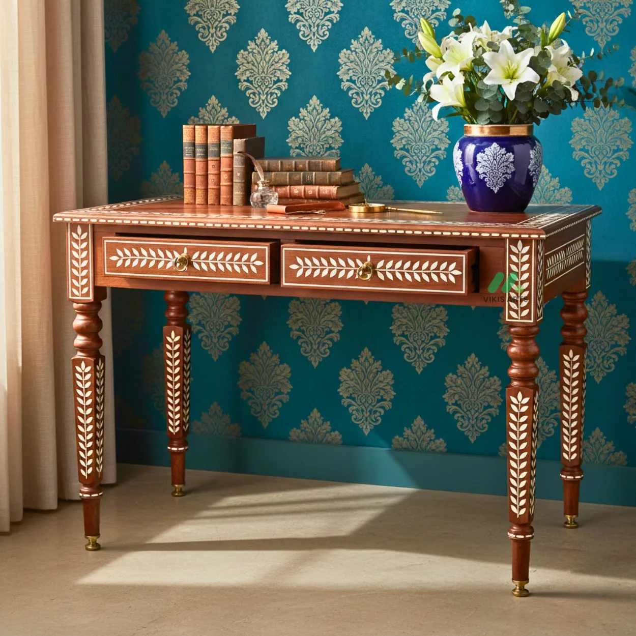 Bone Inlay Wooden Desk