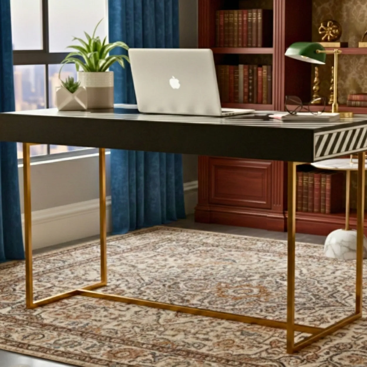 Bone Inlay Black Desk - Image 3