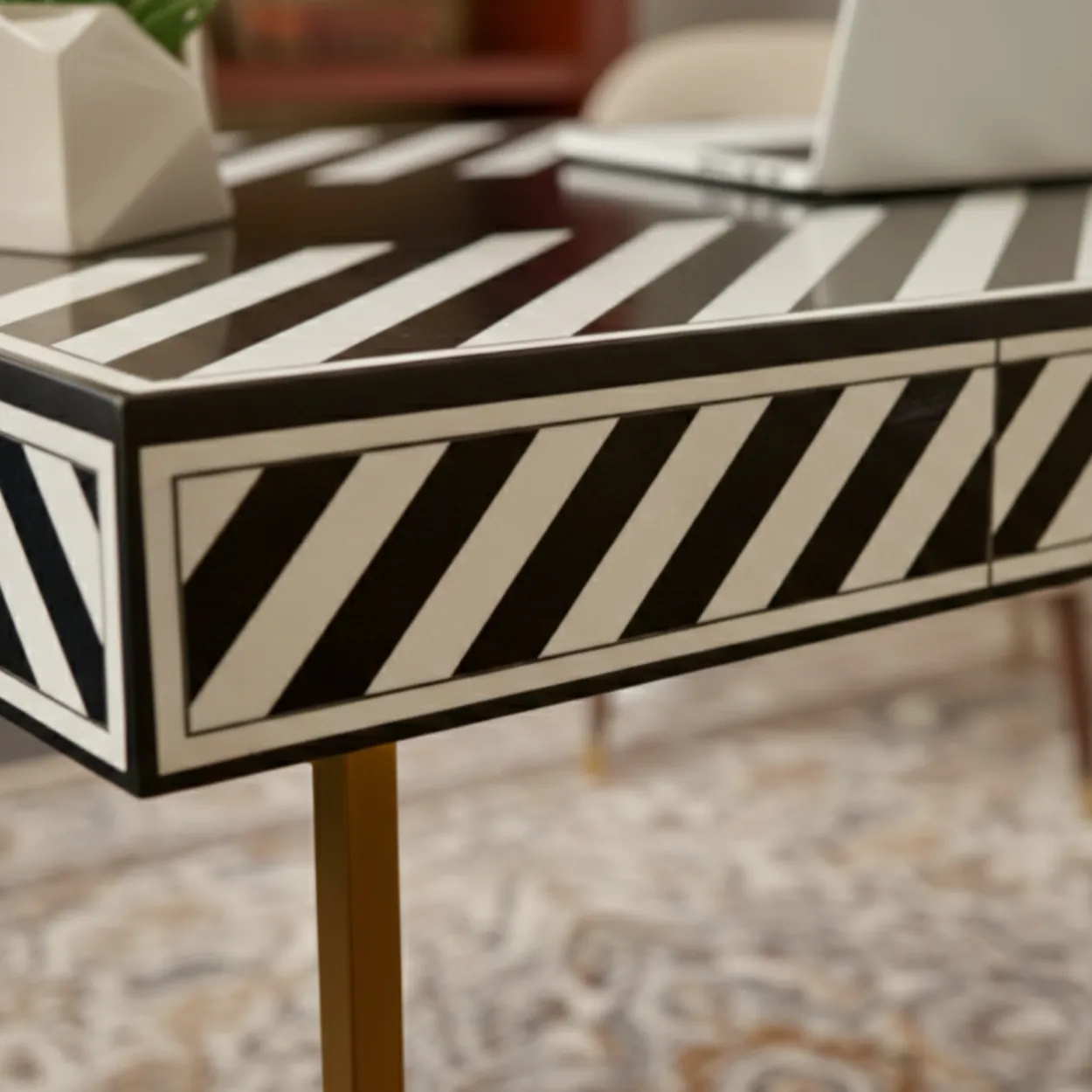 Bone Inlay Black Desk - Image 2