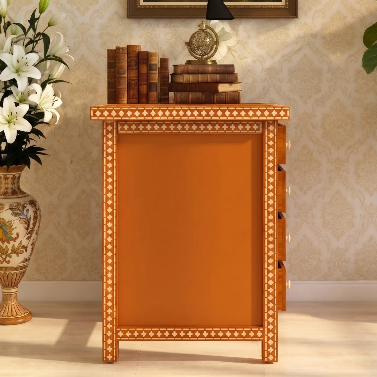Bone Inlay Orange Desk - Image 5