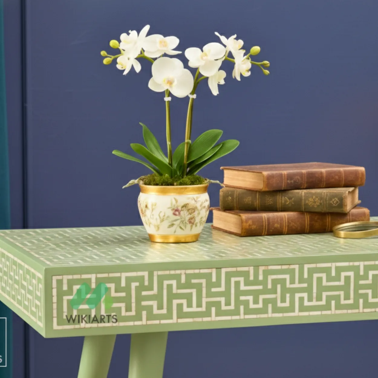 Bone Inlay Light Green Desk - Image 5