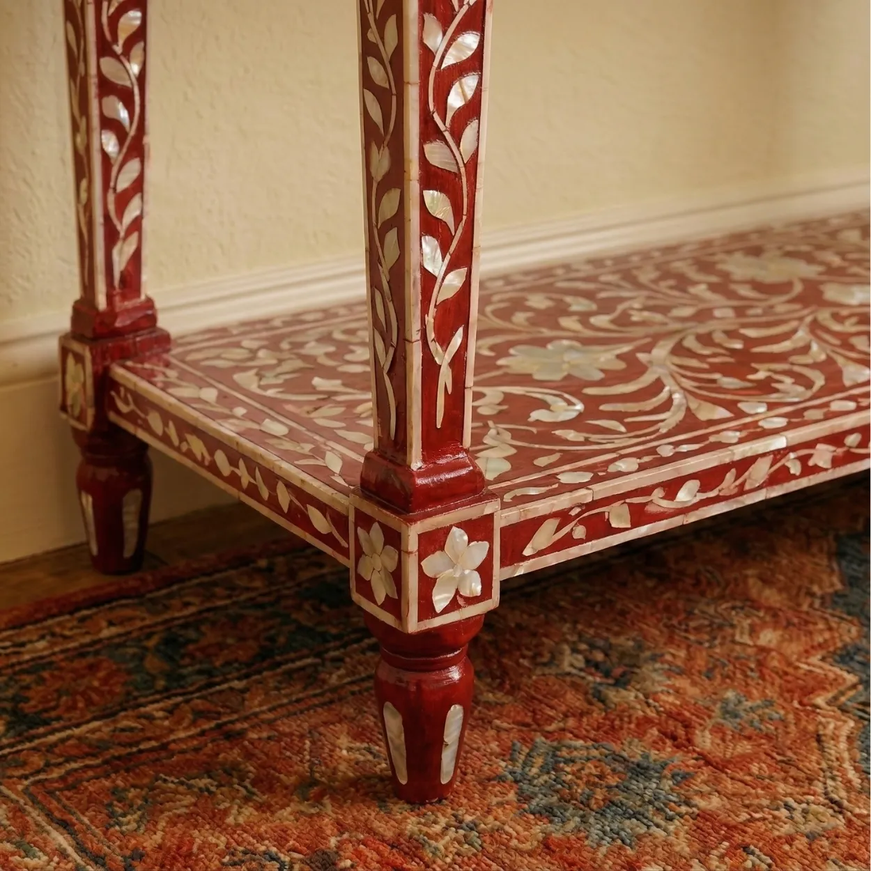 Mother of Pearl Red Console Table - Image 6
