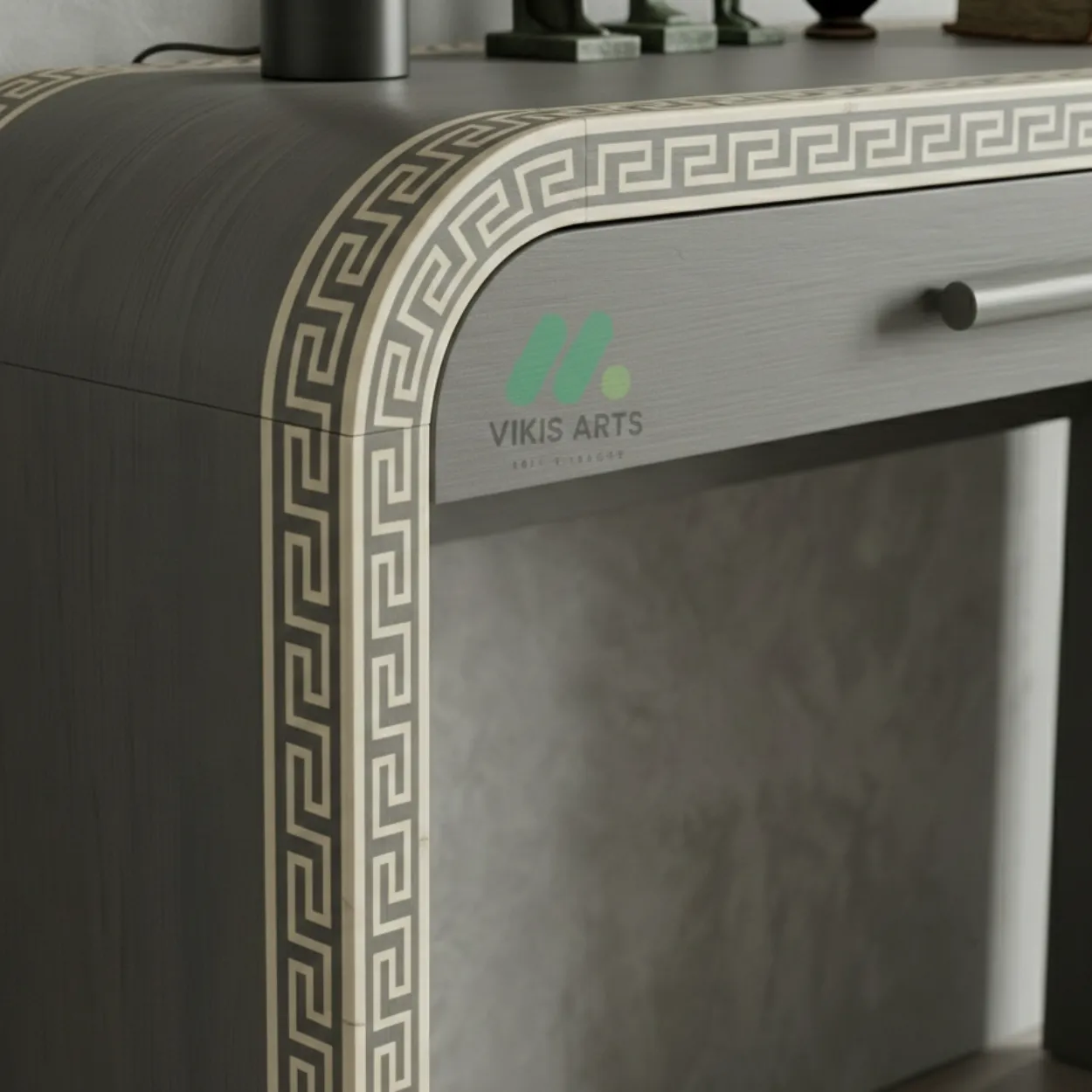 Bone Inlay Grey Console Table - Image 6