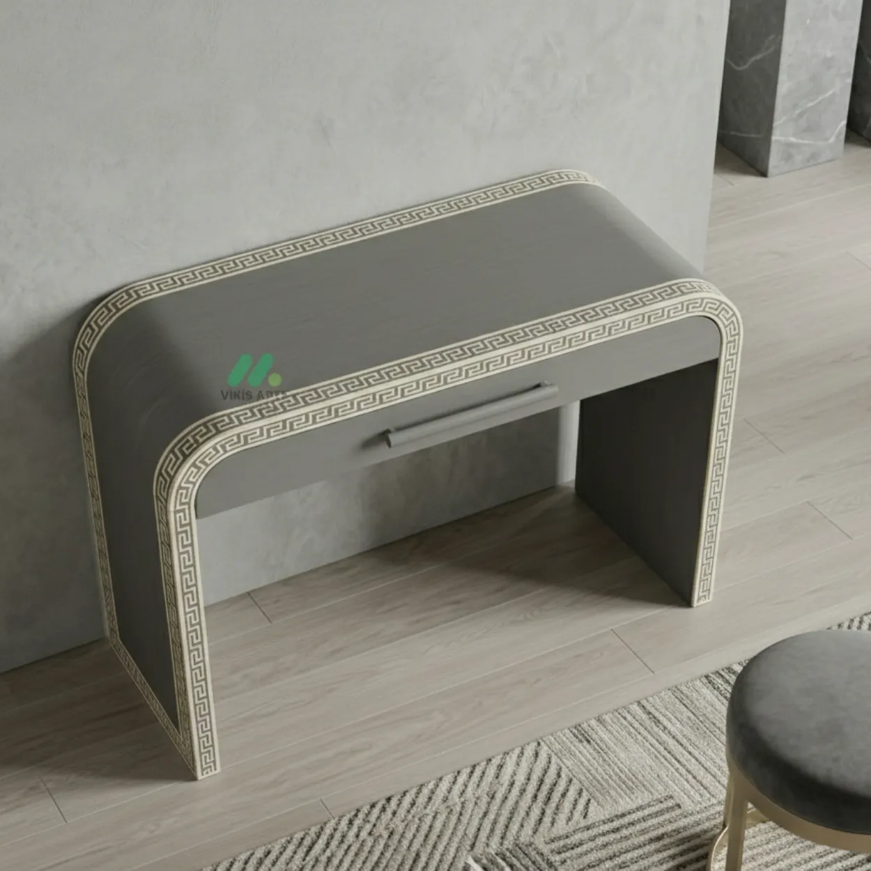 Bone Inlay Grey Console Table - Image 4