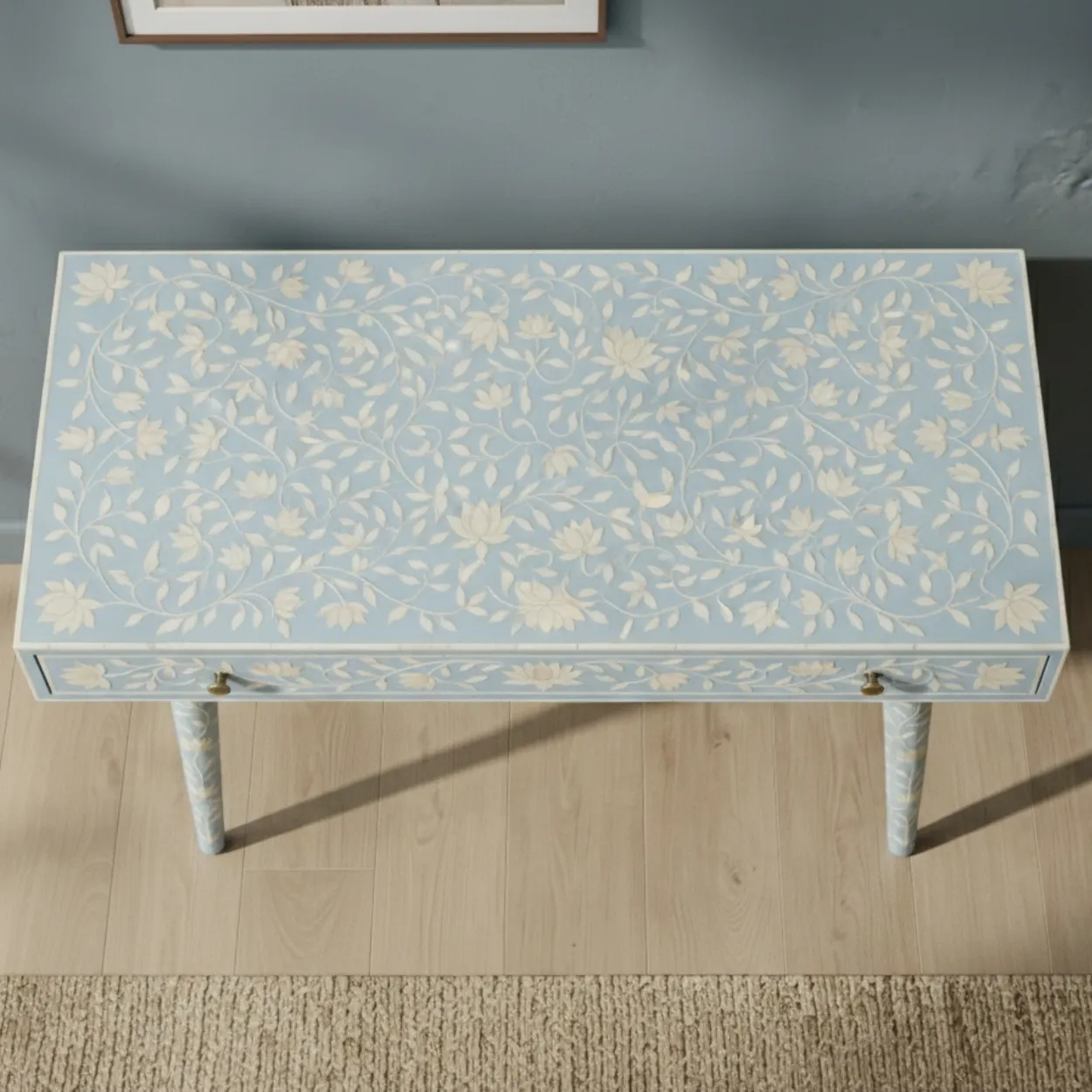 Bone Inlay Light Blue Desk - Image 2