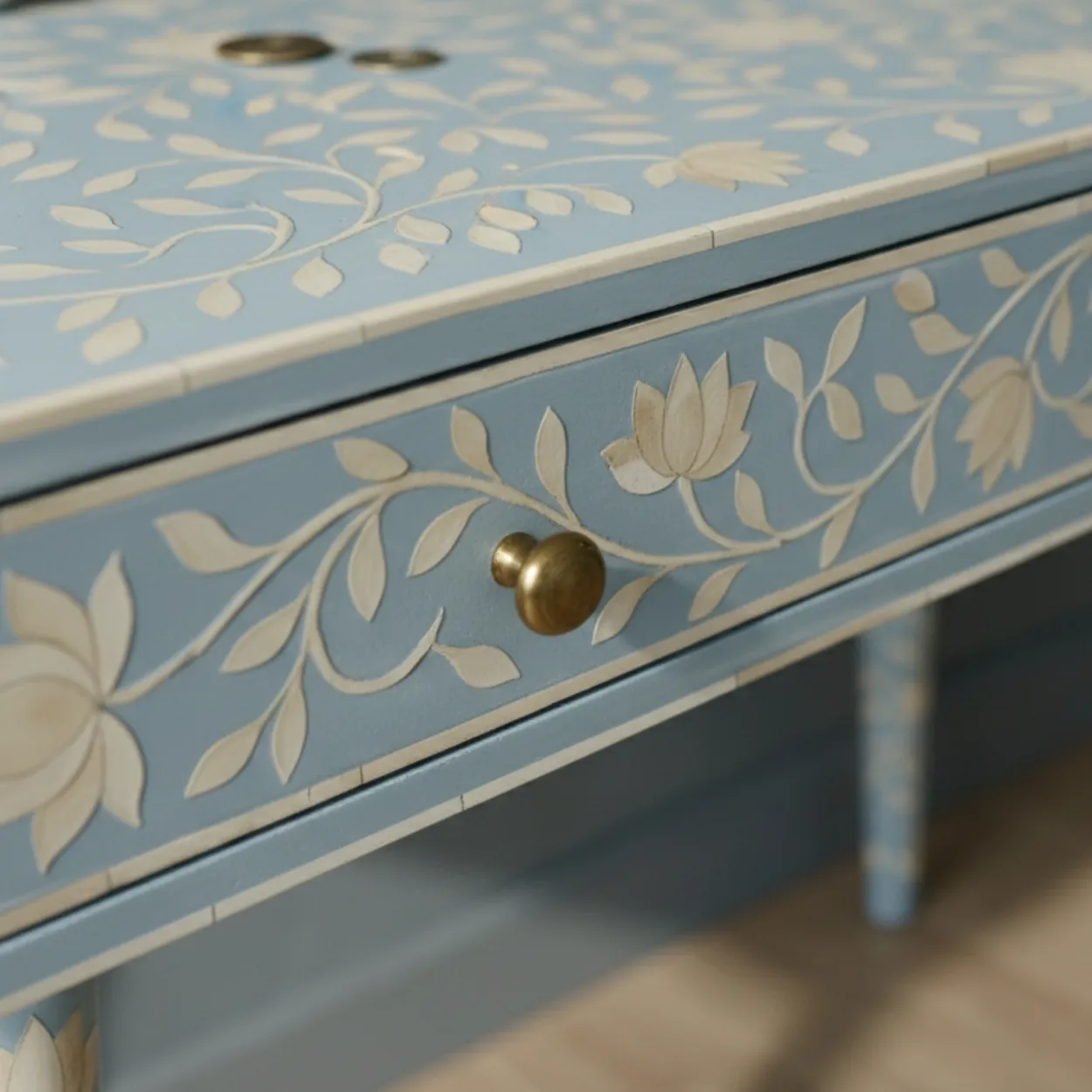 Bone Inlay Light Blue Desk - Image 3