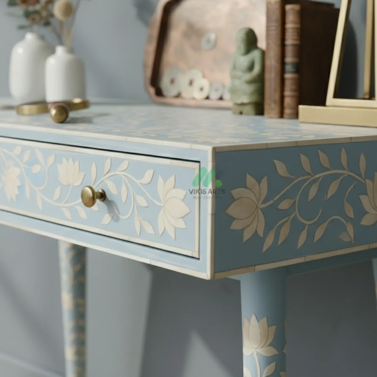 Bone Inlay Light Blue Desk - Image 4