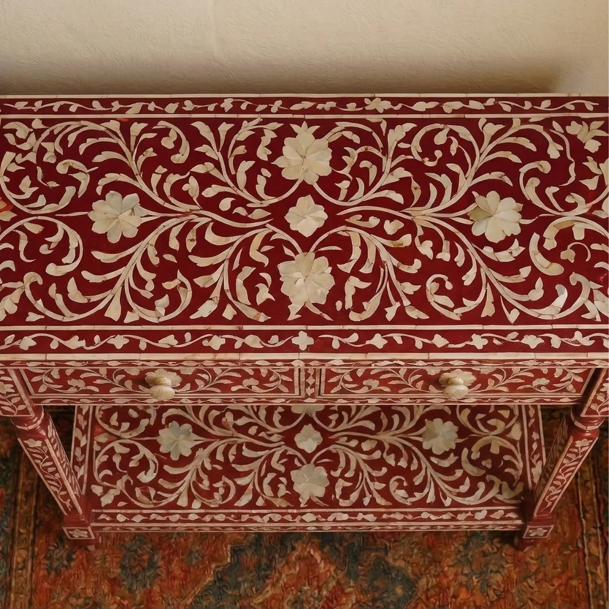 Mother of Pearl Red Console Table - Image 3