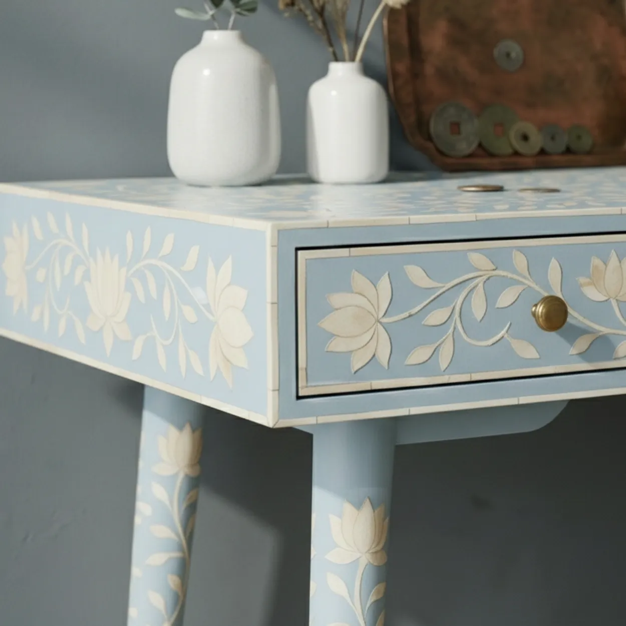 Bone Inlay Light Blue Desk - Image 5