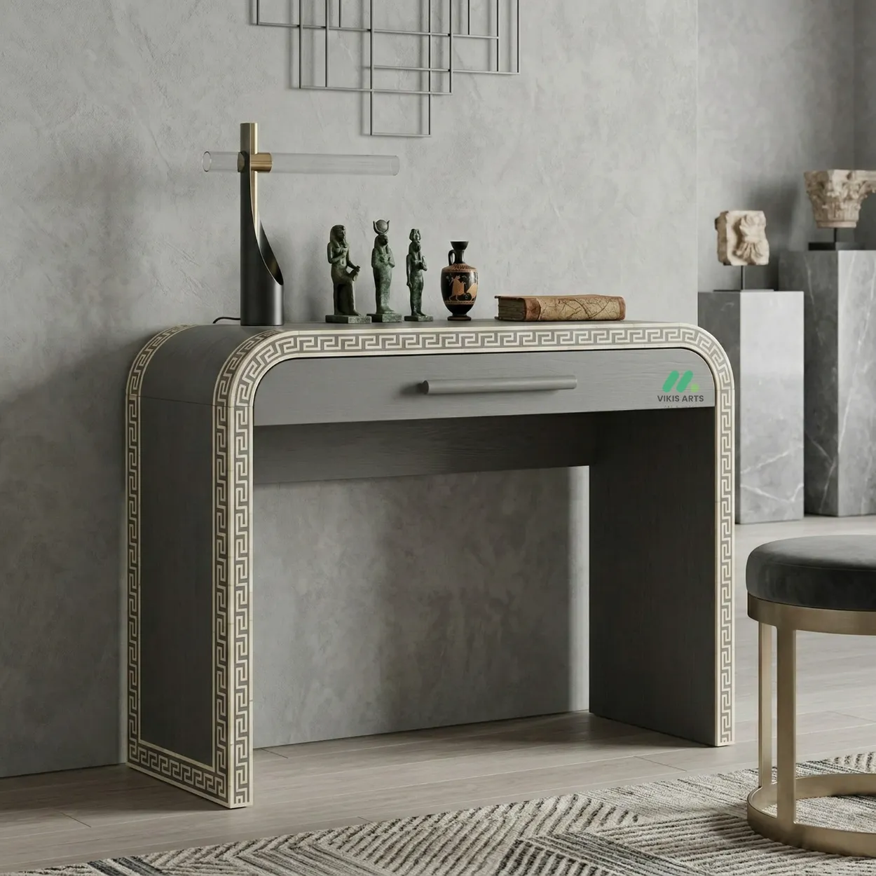 Bone Inlay Grey Console Table