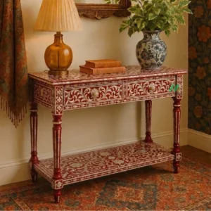 Mother of Pearl Red Console Table