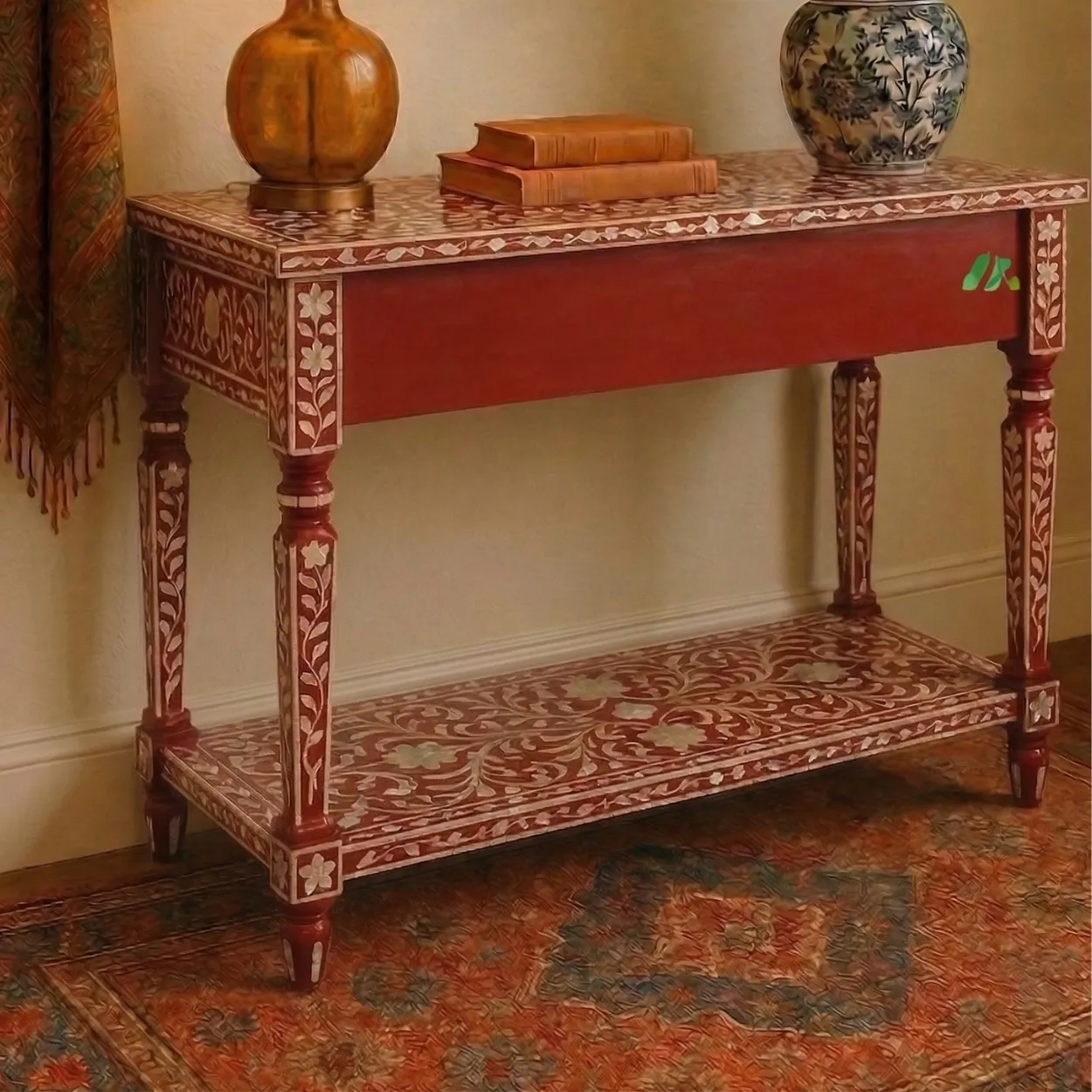 Mother of Pearl Red Console Table - Image 2