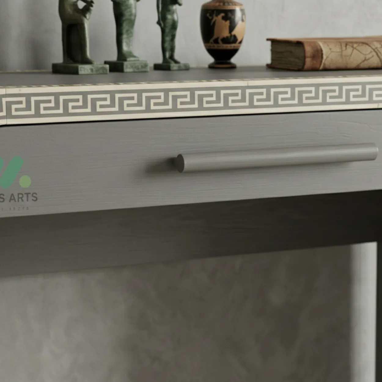 Bone Inlay Grey Console Table - Image 5