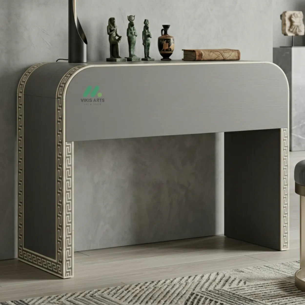 Bone Inlay Grey Console Table - Image 3