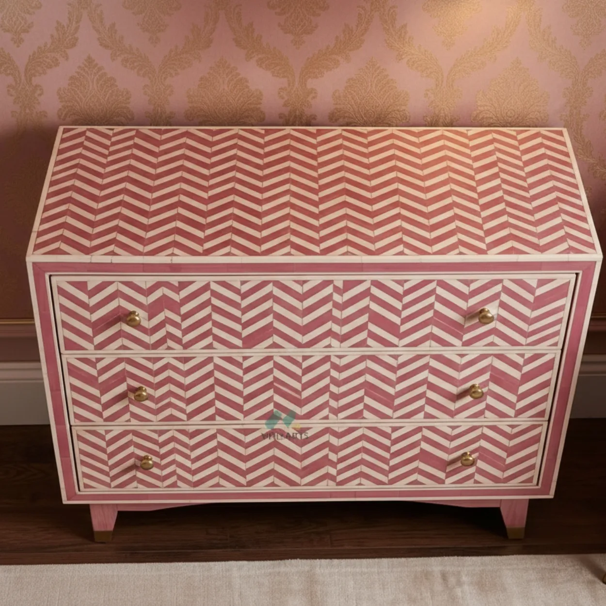Bone Inlay Pink 3 Chest of Drawer - Image 3
