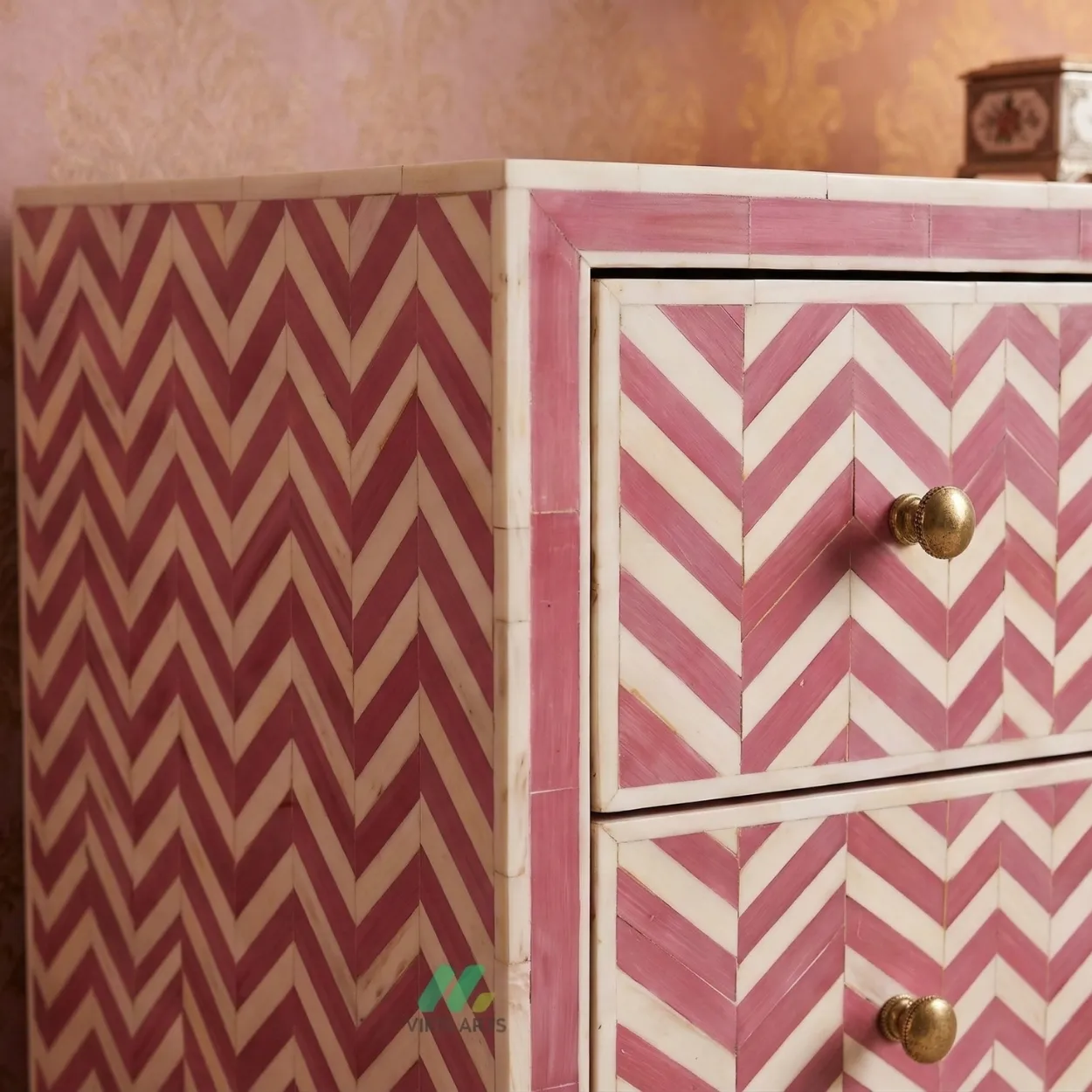 Bone Inlay Pink 3 Chest of Drawer - Image 4