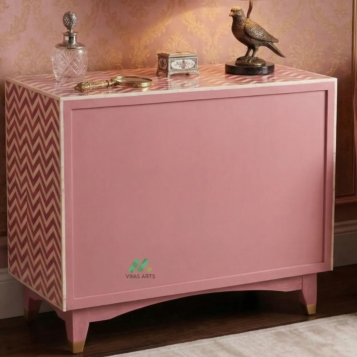Bone Inlay Pink 3 Chest of Drawer - Image 2