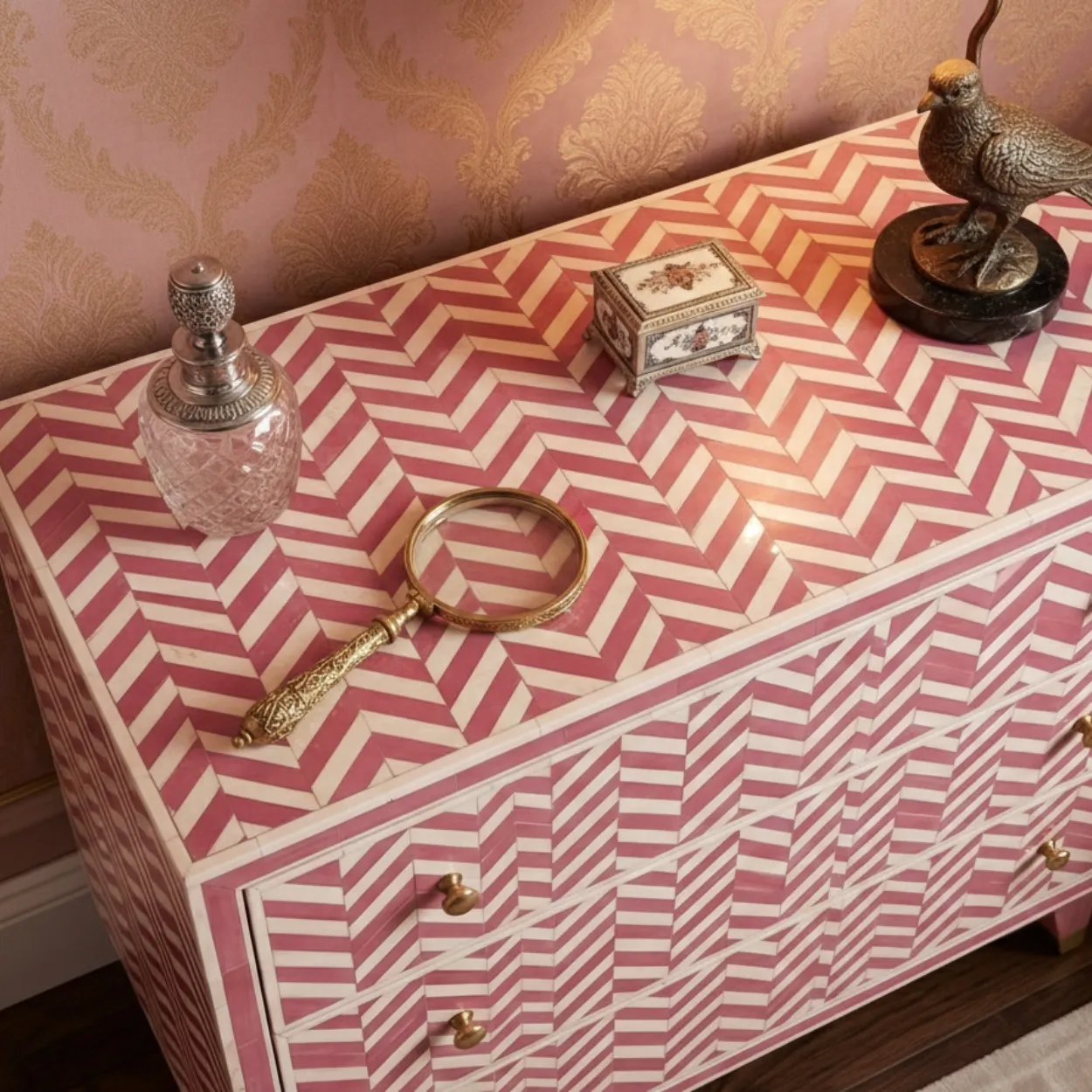 Bone Inlay Pink 3 Chest of Drawer - Image 6