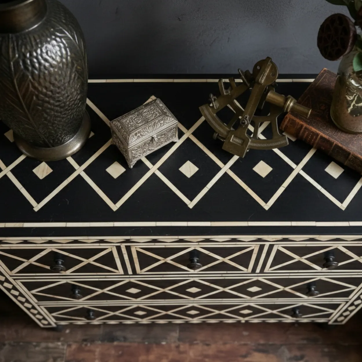 Bone Inlay Black 6 Chest of Drawer - Image 4