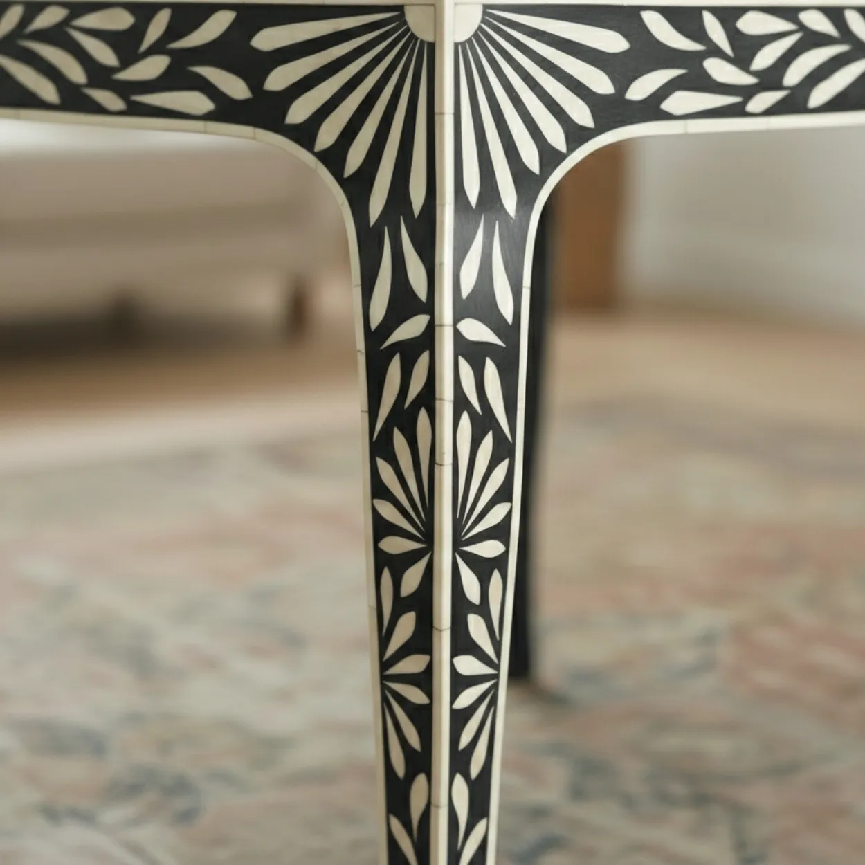 Bone Inlay Black Console Table - Image 5