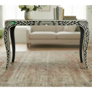 Bone Inlay Black Console Table