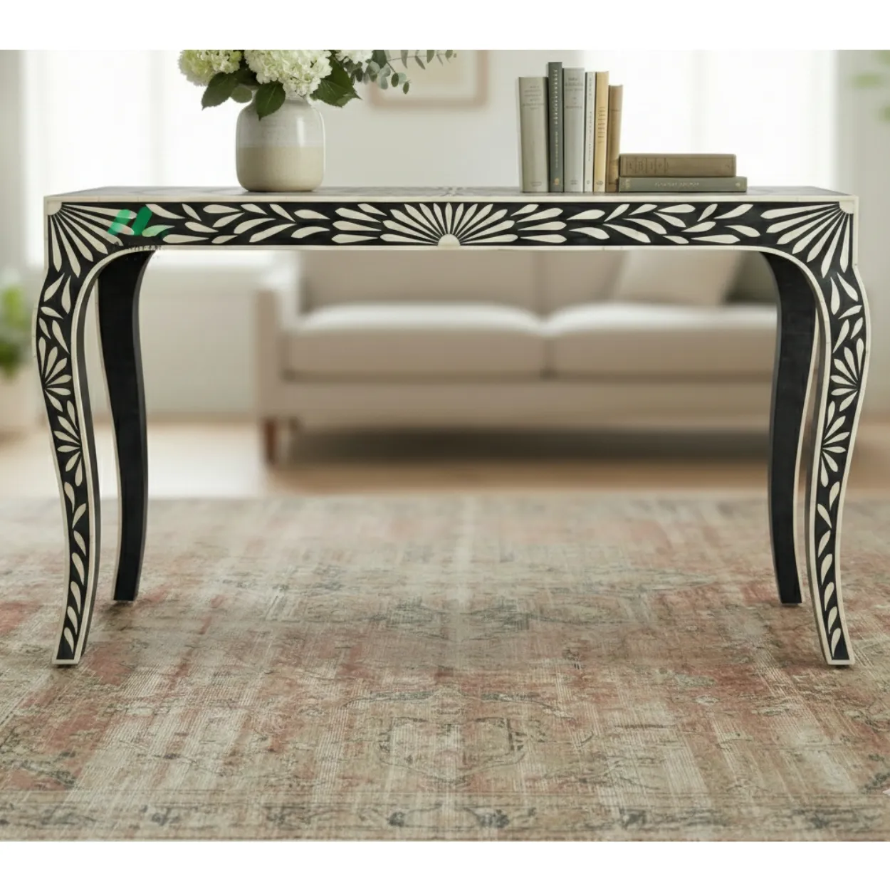 Bone Inlay Black Console Table