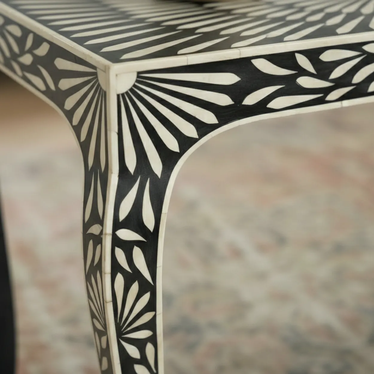 Bone Inlay Black Console Table - Image 6